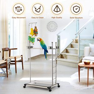 Paslanmaz çelik büyük papağan <span class=keywords><strong>stand</strong></span>ı, kuş oyun <span class=keywords><strong>stand</strong></span>ı papağan Playstand papağan eğitim levrek <span class=keywords><strong>stand</strong></span>ı ile besleme çanaklar - Product Image 2