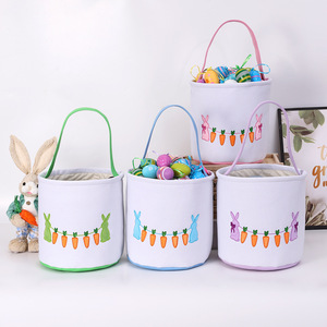 Panier à bonbons pour enfants en coton léger et moderne, avec décorations de lapin de Pâques et de carotte, cadeau de Pâques - Product Image 1