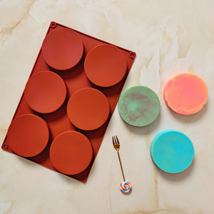 Molde de disco de 6 agujeros, molde Circular de silicona para hornear pasteles, adecuado para pastel en capas, hamburguesa, pan, cocina, bandeja para hornear - Product Image 6