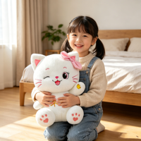 En gros, Peluche Chat Porte-Bonheur Blanc Mignon Super Douce, Cadeau pour Enfants, Décoration Porte-Bonheur pour la Maison et le Bureau, Idéal pour l'ouverture d'un magasin