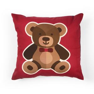 Cuscino Decorativo Excelsa 45x45x20 Cm in Cotone Design Orsacchiotto Vintage su Sfondo Rosso - Product Image 1