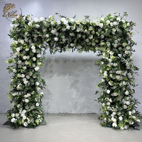 NIKA Décoration de mariage et d'événements, toile de fond florale en tissu, arche florale artificielle blanche de 8 pieds