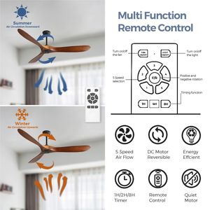 พัดลมเพดาน60อันทันสมัยพร้อมใบมีดไม้วอลนัทสีเข้มมอเตอร์ไฟฟ้ากระแสตรงเงียบมากและย้อนกลับได้ทุกฤดูการควบคุมระยะไกลที่เหมาะสม - Product Image 3