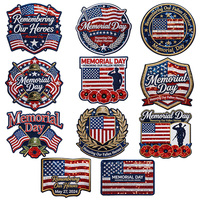 Écussons brodés du drapeau américain pour le Memorial Day – Thermocollants ou à coudre, badges patriotiques à thème militaire pour vestes, chapeaux, sacs