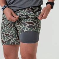 Shorts de course rétro pour hommes OEM, motif camouflage canard, double couche, séchage rapide, extensibles, respirants, pour la pêche et l'athlétisme, logo personnalisé
