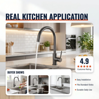 Robinet de cuisine moderne à poignée unique avec rotation à 360 degrés, en laiton, pour évier, eau chaude et froide, avec cartouche céramique