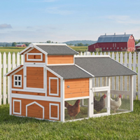 PetPlot Home MJH066 Kandang Ayam Kayu Modern Desain Rumah Pedesaan Tahan Air Pintu Kawat Terkunci untuk Luar Ruangan di Halaman Belakang