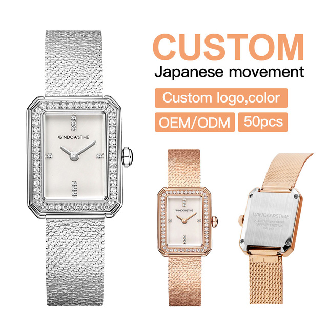 Factory Wholesale Luxury Fashion Sport Women's Quartz Watch Custom Logo Stainless Steel Strap Sapphire Crystal Square Pointer