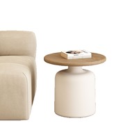 Nouvelle table basse ronde de style crème moderne et minimaliste : table d'appoint mobile et peu encombrante pour le salon