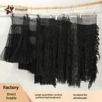 Kain Tulle Renda Hitam Multi-Layer Multi-Craft Bermotif Cetak, Bahan Renda Bernapas Untuk Pesta Pernikahan Gaun Formal Grosir