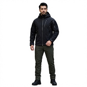 Veste Softshell à capuche imperméable en toile de coton 100% enduite pour l'extérieur, randonnée, imperméable, col montant, camping, pêche - Product Image 1