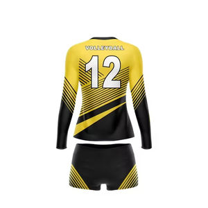 Venta caliente Camisetas de voleibol Nuevo diseño Amarillo Sublimado completo Jersey de voleibol Diseño Ropa deportiva Conjunto de mujer de alta calidad - Product Image 1