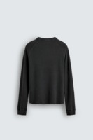 Pull en tricot gaufré gris foncé à col rond et manches raglan pour homme, pull thermique texturé