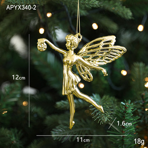 Fournisseur d'usine : Assortiment de décorations de Noël suspendues dorées électroplaquées, flocons de neige, étoiles, <span class=keywords><strong>rennes</strong></span>, anges, pendentifs pour sapin de Noël - Product Image 5