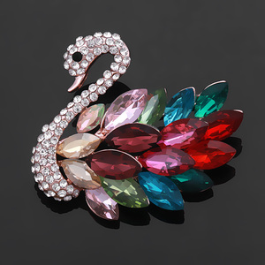 Giá rẻ bán buôn đồ trang sức tự làm động vật Cubic Zirconia pha lê, Rhinestone rùa thiên nga kim loại hoa kim cương Trâm - Product Image 2