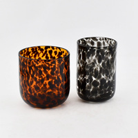 Bougeoirs en verre à pois faits à la main vintage Bougies d'aromathérapie pour maison Salon Ambre Léopard Taches Bougies en verre