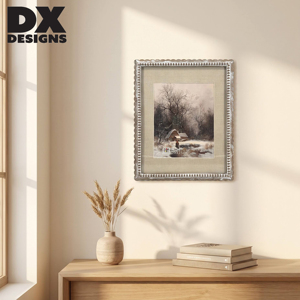DX DESIGNS 8x10 11x14 <strong>Shabby</strong> <strong>Chic</strong> <strong>Picture</strong> <strong>Frame</strong> Rustic Distressed Wood Photo <strong>Frame</strong> with Linen Mat Beaded Border for Wall Decor - Product Image 5