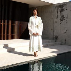 Premium Hot-fix Rhinestones Polyester Elegant Abaya <b>Dress</b> for Muslim Women Evening Occasion Wear - Product Image 2