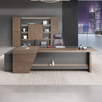 Escritorio Ejecutivo de Oficina Moderno y Lujoso Personalizado, Diseño de Esquina para Gerentes con Panel de Madera