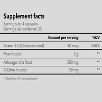 Capsules de supplément Myo D Chiro Inositol pour la santé des femmes, rapport 40:1, soutien quotidien au bien-être, vitamine D, Ashwagandha, 120 unités