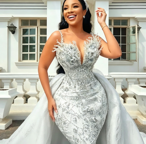 S1180Y 2026 Nuovo Abito da Sposa di Lusso di Alta Gamma, Stile Sirena, Senza Spalline, Convertibile, con Strascico Lungo, Due <span class=keywords><strong>in</strong></span> Uno - Product Image 4