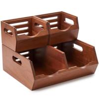 Caja de Almacenamiento de Madera Maciza de Gran Capacidad para Patatas y Verduras, Contenedor Rectangular para Organización de Cocina, Técnica de Lacado para Vajilla