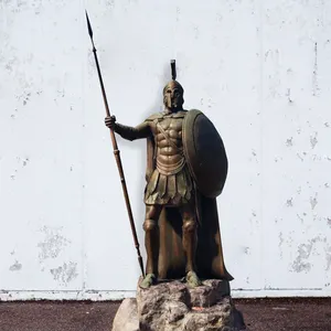 Statue de guerrier spartiate en laiton taille réelle, décoration extérieure, Sculpture de héros en Bronze