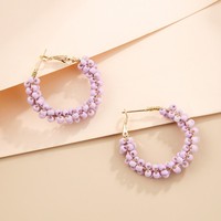 Pendientes de Aro Bohemios Personalizados con Cuentas de Colores, Estilo Europeo Americano, Joyería Artesanal para Mujer, Venta al Por Mayor