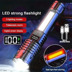 Linterna LED de alta <span class=keywords><strong>potencia</strong></span>, potente linterna COB recargable tipo C con luz lateral para acampar al aire libre y senderismo - Product Image 3