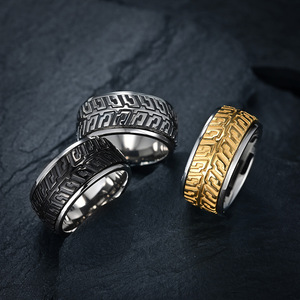 Rotatable Tire Pattern <b>Ring</b> Men's Geometric Design Steel Black Gold Fashion Jewelry Gift Index Finger <b>Ring</b> - Product Image 2