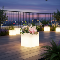 Grands vases lumineux d'extérieur 40*40*40, lumière solaire décorative pour jardin, grand pot, 16 couleurs changeantes, lampe à fleurs LED