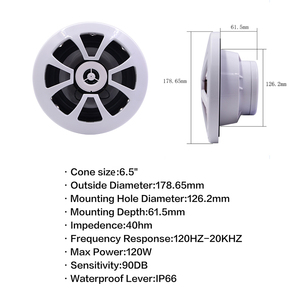 Haut-parleur de milieu de gamme étanche de 6,5 pouces pour usage marin et automobile – Fournitures marines - Product Image 3