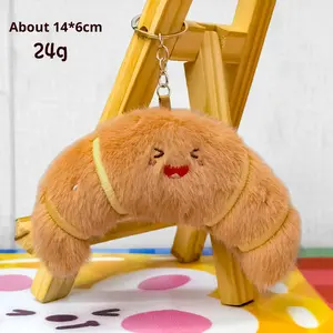Porte-clés en peluche mignon en forme de <span class=keywords><strong>frites</strong></span>, burger et pain, jouet de machine à griffes, anti-stress, en coton PP lavé, super doux - Product Image 6