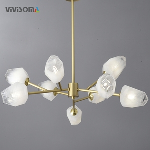 DPL38082 Suspension de plafond personnalisée de 1 mètre à 9 lumières en verre et cuivre moléculaire multi-branques pour projets modernes résidentiels, hôteliers et espaces commerciaux - Product Image 4