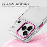 Funda Transparente Antigolpes de TPU con Marco Metálico para Cámara y Botones Metálicos para iPhone 16 15 Pro Max