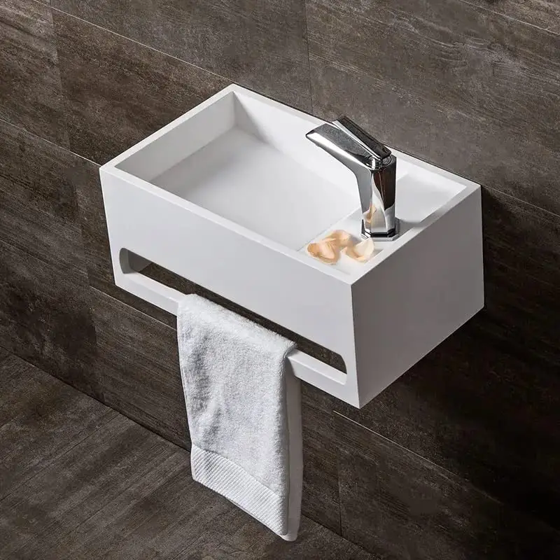 Italian design modern small size solid surface bathroom basin resin stone counter top wash basin bathroom sink