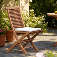 Ensemble de table de jardin et chaises en teck/orme massif, chaise pliante avec coussin blanc pour l'extérieur, table ronde/rectangulaire
