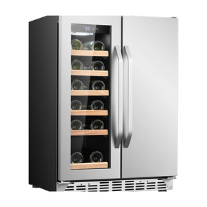 Armoire glacière à vin et à boissons à double zone de 24 pouces <span class=keywords><strong>Réfrigérateur</strong></span> autoportant avec double <span class=keywords><strong>porte</strong></span> pour bar et bière à domicile - Product Image 1