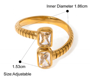 Anillo de Compromiso Personalizado de Lujo en Oro Rosa o Oro de 18K con Circonita Creada en Laboratorio, Abierto, de Acero Inoxidable, Resistente al Agua, para Mujer - Product Image 6