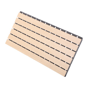 Slotted Wood Acoustic Panel Rectangle MDF Core Minimalist Design For Wall Soundproofing KTV Conference Room Piano Room - Product Image 1