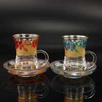 12 pièces tasse à thé et soucoupe Style arabe avec décalque fait à la main tasse à thé et tasse à café ensembles tasse à thé turque