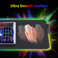 Tapis de souris de jeu RGB avec hub USB 4 ports, grand tapis de bureau étendu, base en caoutchouc antidérapante pour PC Gamer, ordinateur portable, vente en gros