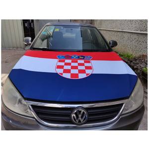 Drapeau de capot de voiture imprimé numériquement, personnalisable, durable, nouveau, avec impression personnalisée du drapeau national d'Haïti, en polyester, écologique et à séchage rapide - Product Image 1