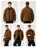 Veste de travail style Detroit pour homme en toile de canard avec col en velours côtelé, fermeture éclair sur le devant, coupe ample, style vintage, pour le quotidien