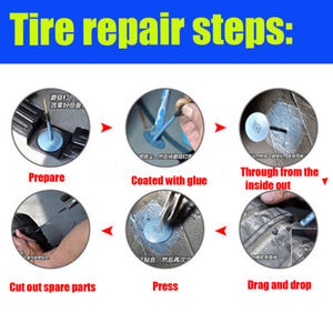<span class=keywords><strong>Kit</strong></span> de patch combiné de perforation de trou de clou robuste réparation de pneu bouchon de champignon Type d'outil à main - Product Image 6