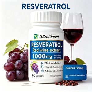 Capsules d'extrait de vin rouge au resvératrol 1000mg, marque privée OEM ODM, antioxydant, soutien cardiaque, 60 unités, complément alimentaire - Product Image 1