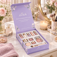 Boîte magnétique rigide en carton personnalisée, grande, recyclable, de forme de livre, à motifs floraux violets, pour ensemble de cosmétiques et de soins de la peau
