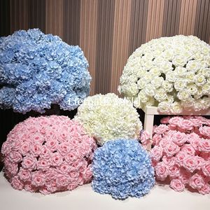 Boule de fleurs artificielles Secret Garden, hydrangea rose, décoration de mariage sphérique - Product Image 1