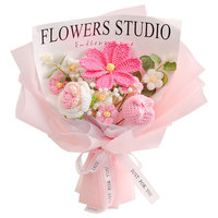 Hadiah Hari Valentine Lintas Negara untuk YY2679 Buket Bunga Buatan Rajutan Benang Anyaman Mawar Gerbera Daisy