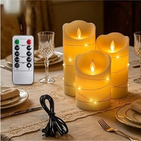 Lot de 3 bougies LED sans flamme à piles avec télécommande, étanches et scintillantes, pour la décoration de patio et de restaurant